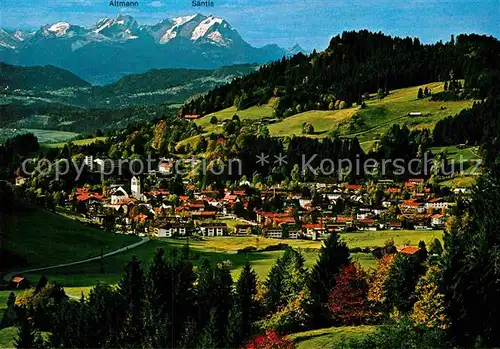 AK / Ansichtskarte Oberstaufen Gesamtansicht mit Schweizer Hochalpen Kat. Oberstaufen