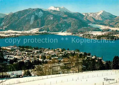 AK / Ansichtskarte Tegernsee Winterpanorama mit Hirschberg und Kampen Bayerische Alpen Kat. Tegernsee