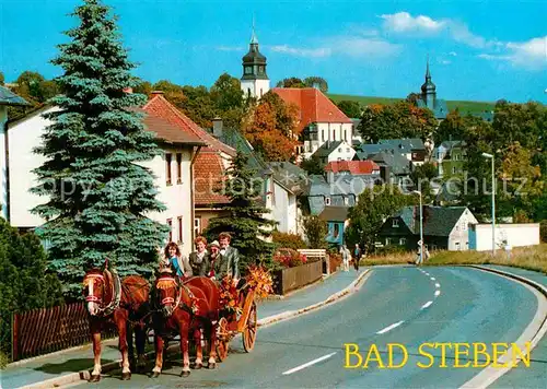 AK / Ansichtskarte Bad Steben Teilansicht mit Kirche Pferdekutsche Kat. Bad Steben