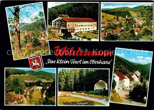 AK / Ansichtskarte Wildemann Panorama Kurort Klein Tirol Kirche Kurhaus Spiegeltal Kurpark Konzertpavillon Kat. Wildemann Harz