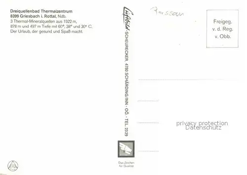 AK / Ansichtskarte Griesbach Rottal Dreiquellenbad Thermalzentrum Kurort Fliegeraufnahme Kat. Bad Griesbach i.Rottal