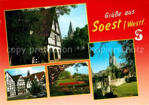 AK / Ansichtskarte Soest Arnsberg Teilansichten aelteste Stadt Westfalens Fachwerk Kirche Park