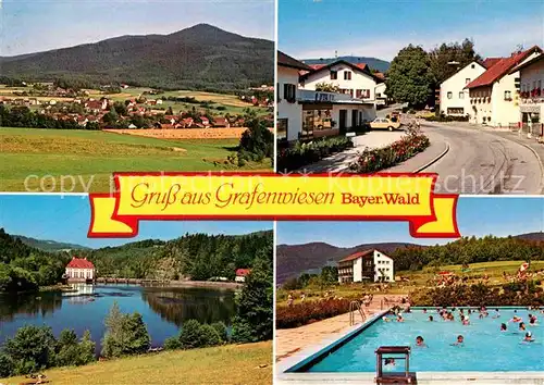 AK / Ansichtskarte Grafenwiesen Landschaftspanorama Bayerischer Wald Stausee Ortspartie Freibad Kat. Grafenwiesen