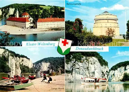 AK / Ansichtskarte Weltenburg Kelheim Kloster Donau Befreiungshalle Donaudurchbruch Dampfer Land Wand Felsen Kat. Kelheim