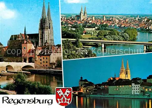 AK / Ansichtskarte Regensburg Donau Dom St Peter Stadtpanorama Nachtaufnahme Kat. Regensburg