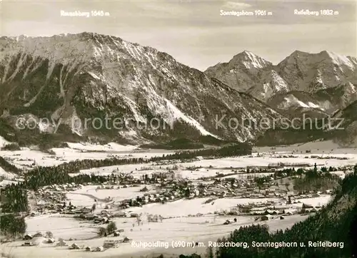 AK / Ansichtskarte Ruhpolding Panorama mit Rauschberg Sonntagshorn und Reifelberg Chiemgauer Alpen Kat. Ruhpolding