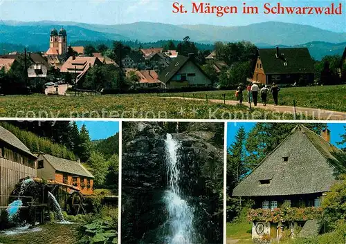 AK / Ansichtskarte St Maergen Ortsansicht mit Kirche Hexenlochmuehle Zweribachfaelle Rankmuehle Schwarzwald Kat. St. Maergen