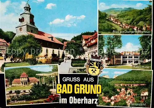 AK / Ansichtskarte Bad Grund Kirche Kurpark Konzerthalle Teilansicht Iberger Kaffeehaus Kat. Bad Grund (Harz)