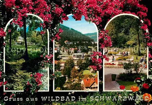 AK / Ansichtskarte Bad Wildbad Teilansichten Kurort im Schwarzwald Kurpark Blumenranken Kat. Bad Wildbad