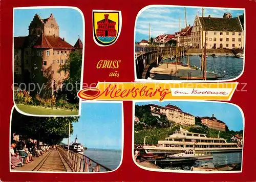 AK / Ansichtskarte Meersburg Bodensee Schloss Promenade Hafen Faehre Kat. Meersburg
