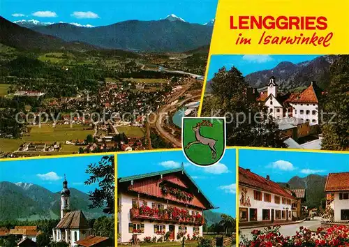 AK / Ansichtskarte Lenggries Panorama Isartal Alpen Ortsmotive mit Kirche Kat. Lenggries