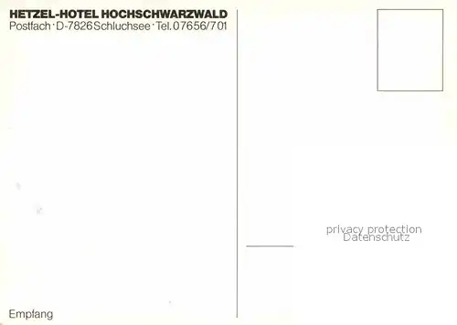 AK / Ansichtskarte Schluchsee Hetzel Hotel Hochschwarzwald Empfang Kat. Schluchsee