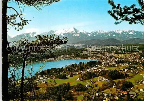 AK / Ansichtskarte Velden Woerther See Panorama Kurort Bucht Julische Alpen Kat. Velden am Woerther See