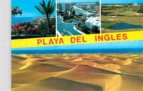 AK / Ansichtskarte Playa del Ingles Gran Canaria Panorama Strand Wuestenlandschaft Fliegeraufnahme Kat. San Bartolome de Tirajana