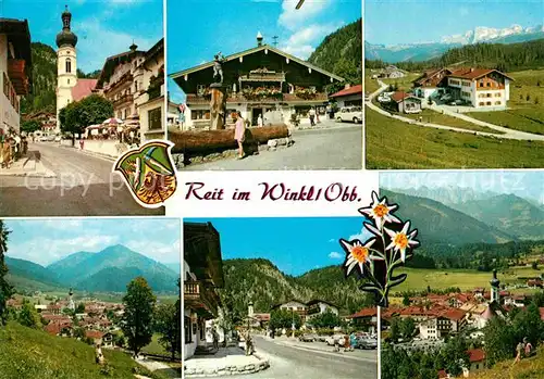 AK / Ansichtskarte Reit Winkl Ortsmotiv mit Kirche Brunnen Hotel Alpenblick Kat. Reit im Winkl