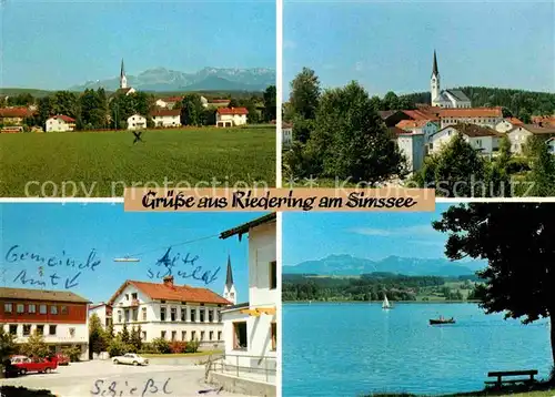 AK / Ansichtskarte Riedering Rosenheim Ortsansicht mit Kirche Gemeindeamt Schule Simssee Kat. Riedering