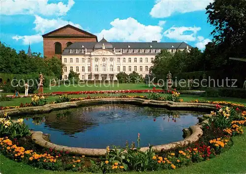 AK / Ansichtskarte Trier Mosel Kurfuerstliches Palais Constantin Basilika Palastgarten Teich
