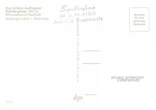 AK / Ansichtskarte Saalbach Hinterglemm Ausflugsziel Spielberghaus Alpen Kat. Saalbach Hinterglemm