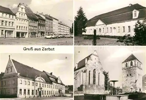 AK / Ansichtskarte Zerbst Markt Stadthalle Max Sens Oberschule Turm Kirche Kat. Zerbst