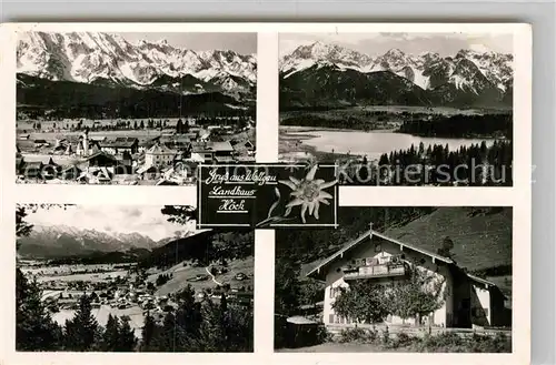 AK / Ansichtskarte Wallgau Landhaus Hoeck Gesamtansicht mit Alpenpanorama Kat. Wallgau