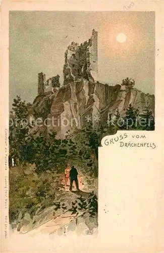 AK / Ansichtskarte Drachenfels Burgruine Kuenstlerkarte  Kat. Koenigswinter