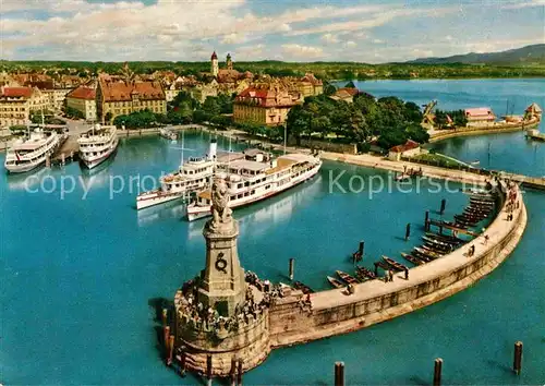 AK / Ansichtskarte Lindau Bodensee Fliegeraufnahme Hafenpartie Kat. Lindau (Bodensee)