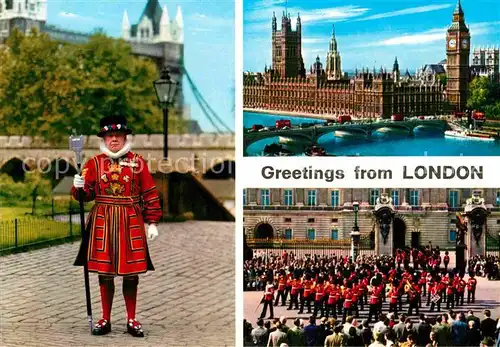 AK / Ansichtskarte London Guards Buckingham Palace Westminster Palace Kat. City of London