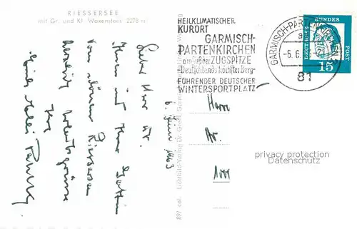 AK / Ansichtskarte Riessersee gegen Waxensteine Wettersteingebirge Kat. Garmisch Partenkirchen