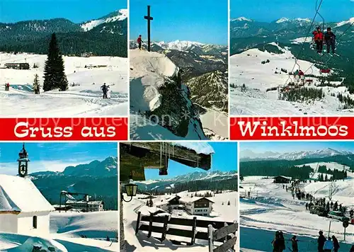 AK / Ansichtskarte Winklmoos Winkelmoos Winterpanorama Skigebiet Alpen Gipfelkreuz Sessellift Kat. Reit im Winkl