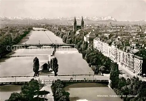 AK / Ansichtskarte Muenchen Isarpartie mit Gebirge Kat. Muenchen