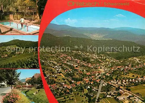 AK / Ansichtskarte Ohlsbach Fliegeraufnahme Ortspartie am Bach Wassertreten Kat. Ohlsbach Kinzigtal