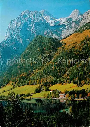 AK / Ansichtskarte Hintersee Berchtesgaden Panorama mit Blick zur Reiteralpe Herbst Berchtesgadener Alpen Kat. Berchtesgaden