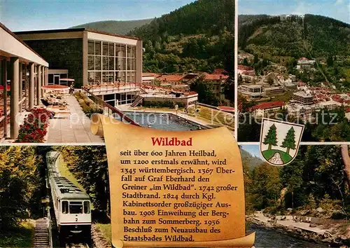 AK / Ansichtskarte Bad Wildbad Thermalbad Kurort Sommerberg Waldpartie Bergbahn Geschichte Kat. Bad Wildbad