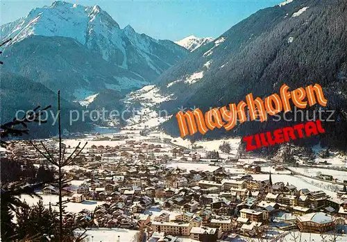 AK / Ansichtskarte Mayrhofen Zillertal Winterpanorama mit Gruenberg Zillertaler Alpen Kat. Mayrhofen