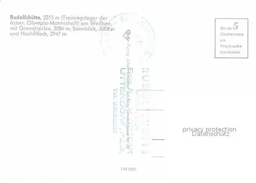 AK / Ansichtskarte Rudolfshuette mit Granatspitze Sonnblick und Hochfilleck Kat. Uttendorf