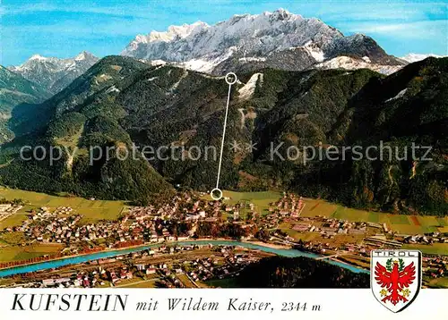 AK / Ansichtskarte Kufstein Tirol Fliegeraufnahme mit Wildem Kaiser Kat. Kufstein