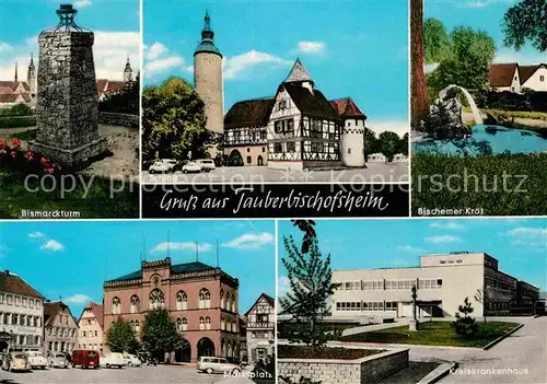 AK / Ansichtskarte Tauberbischofsheim Bismarckturm Schloss Bischemer Kroet Marktplatz Kreiskrankenhaus Kat. Tauberbischofsheim