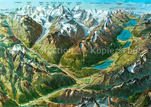 AK / Ansichtskarte Engadin GR Panoramakarte Kat. St Moritz