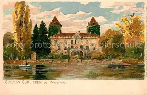 AK / Ansichtskarte Konstanz Bodensee Schloss Gottlieben Kuenstlerkarte  Kat. Konstanz
