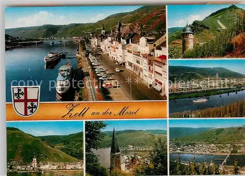 AK / Ansichtskarte Zell Mosel Hafen Panoramen Wachturm  Kat. Zell (Mosel)