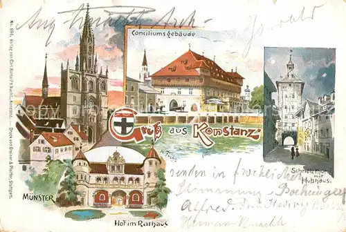 AK / Ansichtskarte Konstanz Bodensee Schnetztor Husshaus Consiliumsgebaeude Muenster Rathaus  Kat. Konstanz