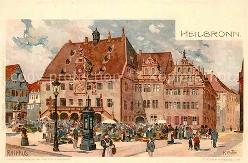 AK / Ansichtskarte Heilbronn Neckar Rathaus Kuenstlerkarte K. Mutter  Kat. Heilbronn