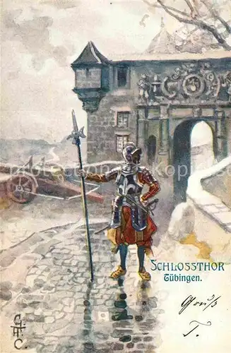 AK / Ansichtskarte Tuebingen Schlosstor Ritter Kuensterkarte G.A.C. Kat. Tuebingen