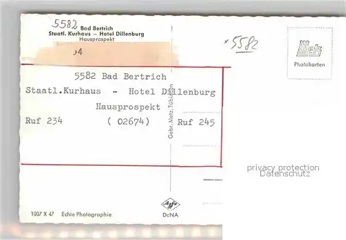 AK / Ansichtskarte Bertrich Bad Hotel Dillenburg Kurhaus Kat. Bad Bertrich