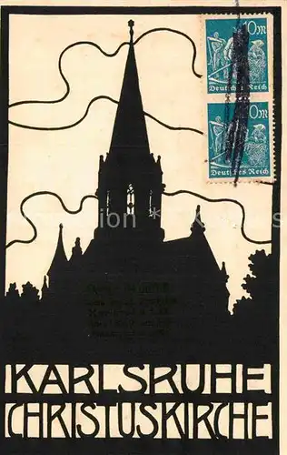 AK / Ansichtskarte Karlsruhe Baden Christuskirche Kuenstlerkarte nach Original Scherenschnitt von Marg. Brauer