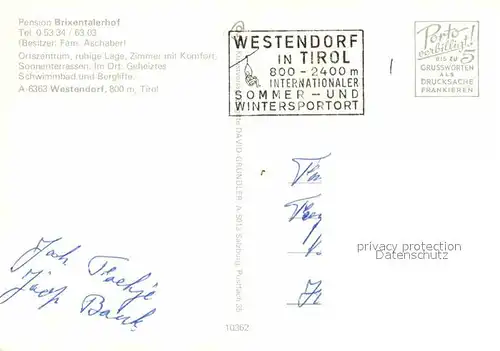 AK / Ansichtskarte Westendorf Tirol Pension Brixentalerhof Kat. Westendorf