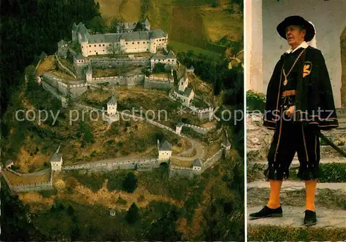 AK / Ansichtskarte Burg Hochosterwitz Fliegeraufnahme und Burgvogt 16. Jahrhundert Kat. St. Georgen am Laengsee