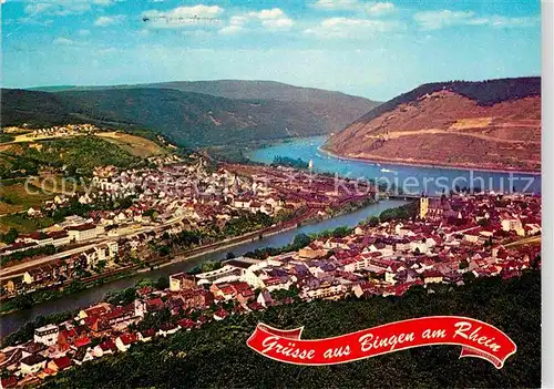 AK / Ansichtskarte Bingen Rhein Fliegeraufnahme mit Bingerbrueck und Nahe Muendung Kat. Bingen am Rhein