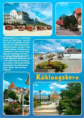 AK / Ansichtskarte Kuehlungsborn Ostseebad Strand Hotel Molli Bahn Promenade Kat. Kuehlungsborn