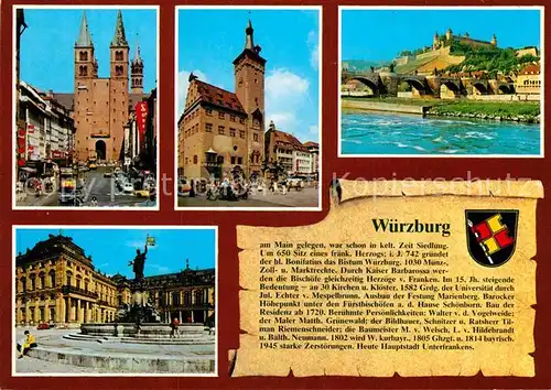 AK / Ansichtskarte Wuerzburg Kirchen Kloester Universitaet Schloss Kat. Wuerzburg